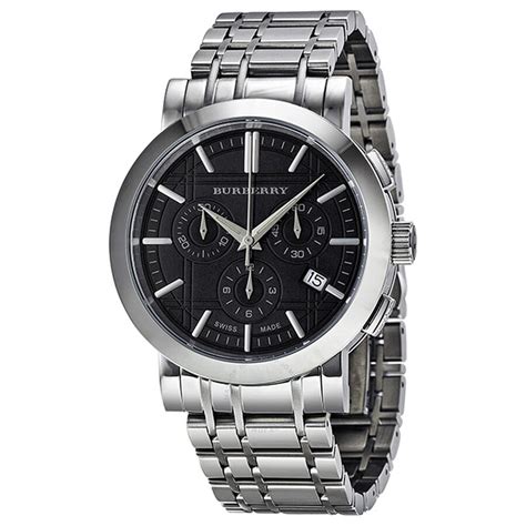 Burberry Heritage Chronograph Black Dial Stainless Steel Men's 